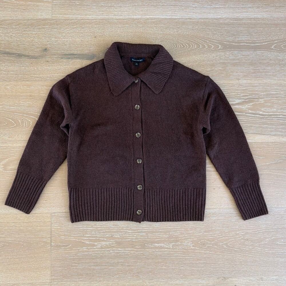 Banana Republic Cardigan Polo Neck Size M Brown